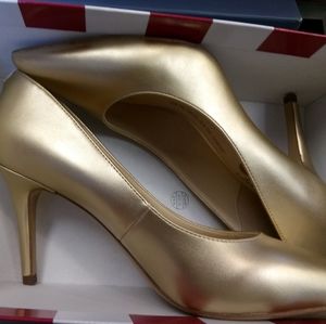 Gold high heels